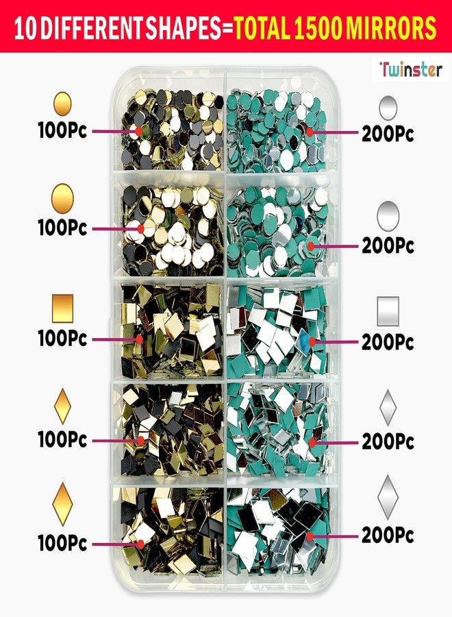Twinster Mirrors for Craft Work (10 Different Shapes, 1500 Total Pieces) Lippan Art Craft Materials Kit Decorative Mirrors DIY Best Kit - Image 4